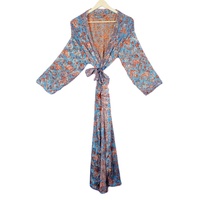Robe Kimono en soie de style bohème vintage avec imprimé fleuri coupe confortable vêtements de salon pour femmes vêtements de nuit PJs et Robe Duster