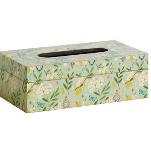 Boîte à mouchoirs en bois MDF écologique avec couvercle floral en résine Porte-mouchoirs naturels et élégants - Product Image 1