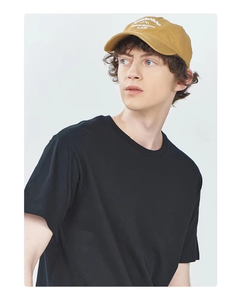 100% pur coton été haut de gamme marque hommes à manches courtes col rond style à la mode haut à manches mi-longues respirant T-shirt - Product Image 3