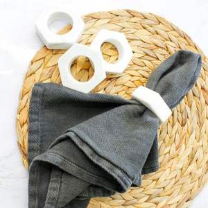 Rond de serviette en résine et marbre porte-serviettes de style personnalisé adapté à la cuisine restaurant bureau fête maison anneau de tissu vaisselle - Product Image 6