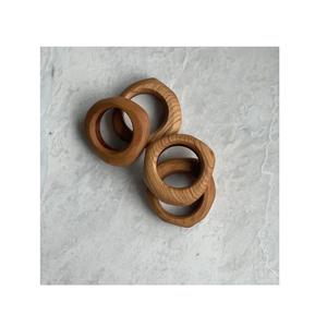 ห่วงรัดผ้าเช็ดปากไม้4ชิ้นสำหรับห้องครัวห้องรับประทานอาหาร - Product Image 1