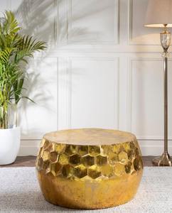 Table d'appoint et d'appoint décorative en métal de design de luxe Mobilier de salon et de chambre à coucher à texture martelée en nid d'abeille - Product Image 2