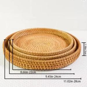 Bandeja Redonda Decorativa de Mimbre y Conchas Marinas, Estilo Boho, para Decoración de Salón y Comedor, Regalo Especial para las Fiestas - Product Image 5