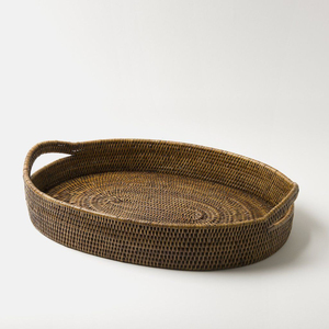 Poignées de plateau de service élégantes, naturelles et écologiques Design de panier floral élégant pour la décoration intérieure Cuisine Restauration de table - Product Image 1