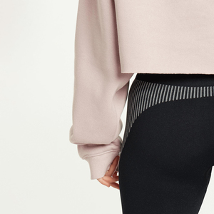 Sudadera con capucha recortada de gran tamaño para mujer de alta calidad, ropa de invierno, diseño transpirable personalizado, frente de Color sólido, última moda novedosa - Product Image 3