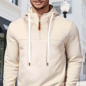 Offre Spéciale à capuche à manches longues pour hommes, ensemble décontracté et sportif personnalisé couleur unie saison d'hiver coupe ample avec logo à l'avant vente en gros - Product Image 1