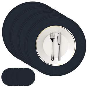 Lo más vendido. Manteles y almohadillas de cuero para mesa de comedor, producto más vendido, color negro - Product Image 6