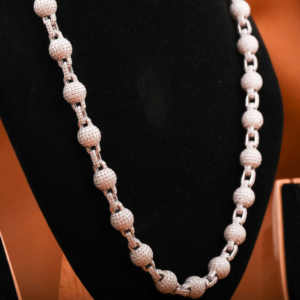 Collar de cadena de moissanita con abalorio vinculado de bola de hip-hop de 8 Mm y 22 pulgadas en oro de 14KT, cadena de eslabones cubanos de nuevo estilo de moda para hombres - Product Image 6