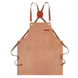 Delantal de accesorios de cuero de lona impermeable Unisex de alta calidad Impresión de logotipo personalizado Ventas al por mayor Uniformes de restaurante y bar - Product Image 3