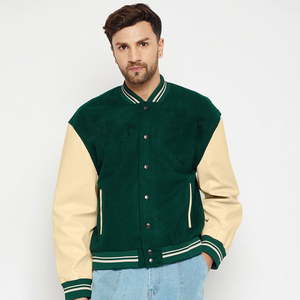 Veste universitaire de baseball de qualité supérieure, style bomber, personnalisable, couleur personnalisée, manches en cuir véritable, devant personnalisé - Product Image 3