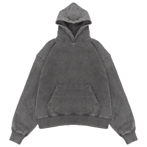 Sudaderas con capucha lavadas en blanco para hombre de peso pesado personalizadas con logotipo personalizado 100% sudaderas de algodón de rizo francés Sudadera con capucha de gran tamaño - Product Image 4