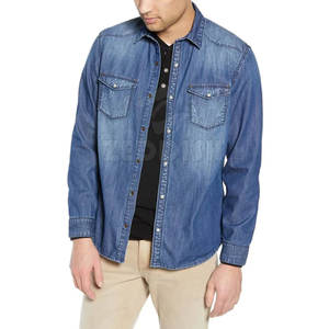 Camisa vaquera para hombre con logotipo personalizado al por mayor 100% algodón transpirable e informal para uso en exteriores - Product Image 5