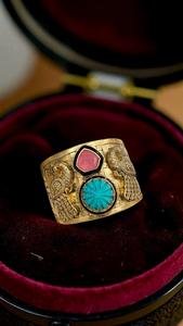 Brazalete de Kada con diseño de pavo real Indio, pulsera de latón chapada en oro con piedras coloridas para mujer, joyería de imitación étnica Mohini Gold - Product Image 2