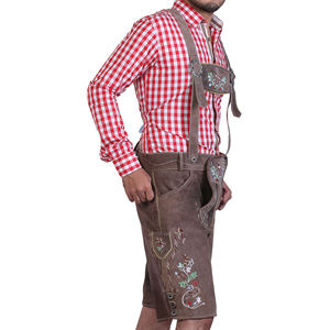 2025 vente chaude Oktoberfest bavarois véritable vache fendue daim court Lederhosen pour hommes traditionnel authentique allemand tenue marron - Product Image 2