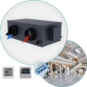 Système de ventilation de plafond carré à conduit caché avec échange d'air à <span class=keywords><strong>double</strong></span> <span class=keywords><strong>flux</strong></span> Économie d'énergie pour les maisons, les hôpitaux et les écoles - Product Image 2