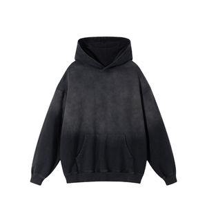 Sweat à capuche pour homme de haute qualité, 100% coton, en molleton épais, surdimensionné, avec poche, logo brodé, échantillon gratuit, taille plus, hiver - Product Image 1