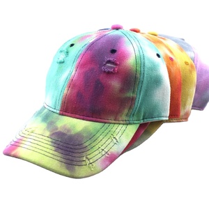Personalizado de alta calidad 100% algodón sombrero de papá desgastado Tie-Dye gorra de béisbol Dot Print Plaid diseño de personajes viajes de negocios playa - Product Image 1
