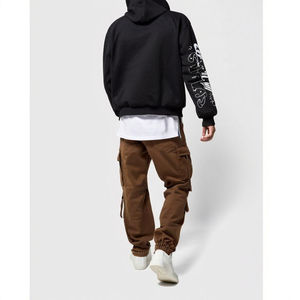 เสื้อฮู้ดดี้ทรงโอเวอร์ไซส์ผ้าคอตตอนเนื้อเทอร์รี่พิมพ์ลายกราฟิกสีดำสำหรับผู้ชาย มีกระเป๋าแบบจิงโจ้ คุณภาพสูง เหมาะสำหรับฤดูหนาว - Product Image 2