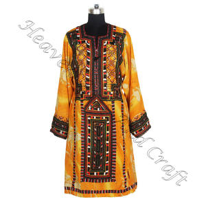 Vintage noir Afghani Balochi robe à la main vêtements pour femmes meilleur Design coton BDR027 inspiré - Product Image 1