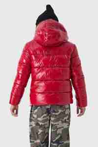 Best Selling Zip Hood Canvas High Shine Puffer <b>Jacket</b> Red Windproof Warm Winter New Style Quilted Bubble <b>Fur</b> <b>Men's</b> - Product Image 3