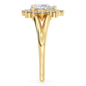 Anillo de Compromiso con Halo de Moissanita de Corte Pera de 0.88 Quilates, Oro Sólido de 14K/18K, Fabricante REYES, Regalo de Boda para Mujer, Joyería Fina - Product Image 4