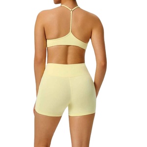 Conjunto Deportivo de 2 Piezas para Mujer, Shorts por Encima de la Rodilla, Transpirable, 100% Algodón, Leggings de Gimnasio, Bra Deportivo, Ropa Deportiva para Yoga - Product Image 3