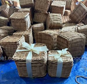 Vietnam Supplier Christmas Decor Woven Rattan Gift Box Christmas Gift Box for Kid <b>Toys</b> Storage Basket Baby <b>Toy</b> Decor Kids Room - Product Image 5