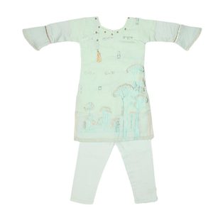 Costume fantaisie brodé pour filles 3 pièces - Vert clair - Product Image 2