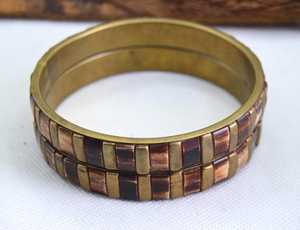 Brazalete de latón moderno, par de pulseras, joyería tribal Bohemia hecha a mano, tamaño personalizable artesanal MS - Product Image 2