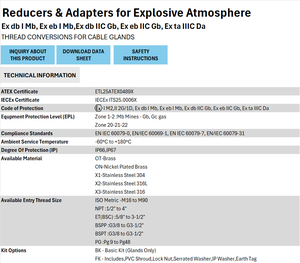 ATEX IECEx Certified Explosive Proof <b>Adapters</b> & Reducers For Hazardous Area - Product Image 6