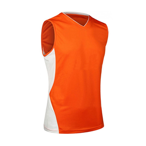 Custom Basketball Jersey Set Blue Orange V-Neck Sleeveless Quick Dry 100% Polyester Unisex Adult Athletic Wear - Product Image 5