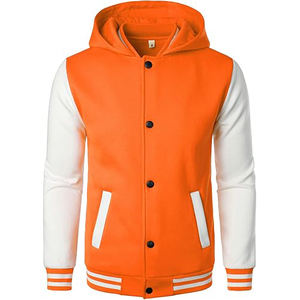 Chaqueta universitaria de lona personalizada de alta calidad hecha en fábrica con capucha Letterman de béisbol con cuello levantado - Product Image 1