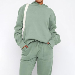 Conjunto Deportivo de Dos Piezas para Mujer, Transpirable, para Invierno, Ropa Deportiva Activa, Manga Larga, Sudadera con Capucha, Pantalones Holgados para Correr - Product Image 3