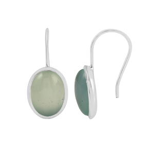 Pendientes colgantes de bisel hechos a mano de piedras preciosas de Calcedonia de Plata de Ley 925 clásicos de alta calidad para fiesta y regalo - Product Image 1
