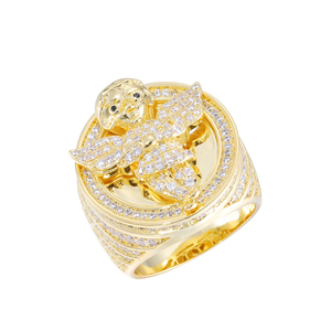 Anillos de Sello de Ángel con Incrustaciones de Diamantes Moissanite, Chapados en Oro de 18K, Brillantes y Personalizados para Hombre, Estilo Hip Hop - Product Image 4