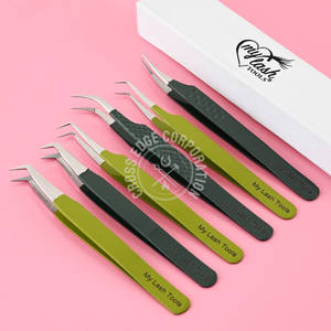 Nuevas pinzas de pestañas con punta de fibra de acero inoxidable, volumen ruso, pinzas de ángulo de 90 grados, pinzas de Aplicación de pestañas para pestañas - Product Image 2