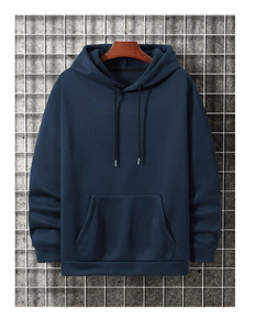Sudaderas con capucha y sudaderas pesadas holgadas con logotipo personalizado de alta calidad para hombre, Sudadera con capucha negra de talla grande para hombre, azul liso de gran tamaño - Product Image 2