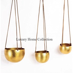 Maceta hecha de cobre y colgador de diseño de cadena, estante de exhibición de flores y otra organización de almacenamiento, suministros de accesorios para macetas de jardín - Product Image 4