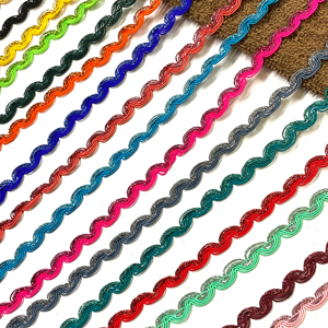 319008 colores múltiples de alta calidad para la opción 8mm 100% poliéster metálico Ric Rac encaje Trim - Product Image 1
