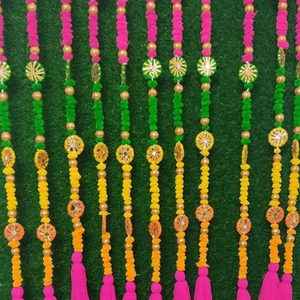 ปอมปอมสายToranพวงมาลัยหลากสีอินเดียตกแต่งงานแต่งงานที่สวยงามฉากหลังขนสัตว์แขวนภาพPropยอดนิยมตกแต่ง - Product Image 1