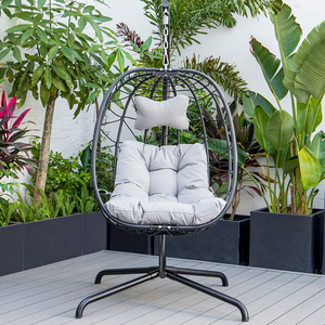 Silla <span class=keywords><strong>Colgante</strong></span> Tipo Huevo con Soporte |   Silla Columpio <span class=keywords><strong>de</strong></span> Ratán para Interiores y Exteriores con Cojín, Cómoda <span class=keywords><strong>Hamaca</strong></span> para Patio, Jardín y Balcón - Product Image 6