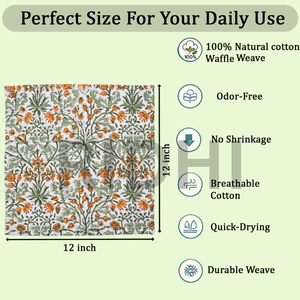 Paño de Cocina de Algodón Amarillo Goldenrod de RIDHI, Hecho a Mano con Estampado en Bloque, Ecológico, de Secado Rápido, Absorbente, con Diseño Floral - Product Image 3