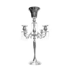 Candélabre en métal plaqué argent à 5 bras de haute qualité pièce maîtresse de Table de mariage artisanale élégante pour la maison café excellent décor - Product Image 4