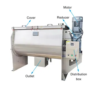 Mixer pita helix ganda 200 300 480 500 1000 5000 kg/mesin pencampur bubuk industri horisontal