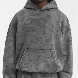 Unisex Polyester/Cotton Fleece Breathable 340g Hoodie Custom Logo Streetwear Heavyweight <b>Pullover</b> Oversized <b>for</b> <b>Men</b> Solid Plain - Product Image 2