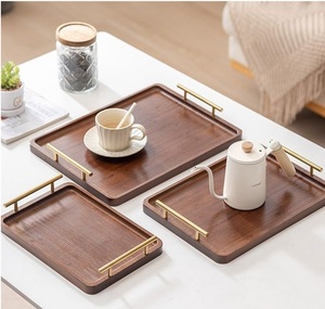Juego de 3 bandejas de servicio de forma rectangular de madera pura con bandeja de servicio de madera de gran calidad a precio de venta - Product Image 5