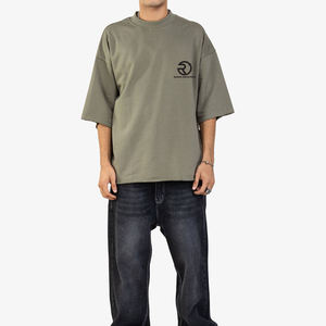 เสื้อยืดผู้ชายน้ำหนักมากเสื้อยืดแขนยาวโอเวอร์ไซส์ผ้าคอตตอนพิมพ์ลาย - Product Image 4