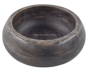 Bol en bois noir antique élégant et durable de style américain, fabriqué à la main, prix direct usine IHA, pour fêtes et usages multiples en cuisine - Product Image 2