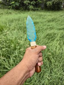 Punta de Flecha Tallada en Piedra de Obsidiana Azul, Cuchillo de Mano Hecho a Mano, Calidad Premium, Portátil, Grabado, Mascota, Decoración de Altar, Khambhat - Product Image 2