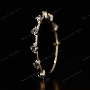 Top Brand Customized 10k Gold Lab Grown Diamond Wedding Band Classic Eternity <b>Thin</b> CVD Diamond Band for Parties Manufactured - Product Image 3